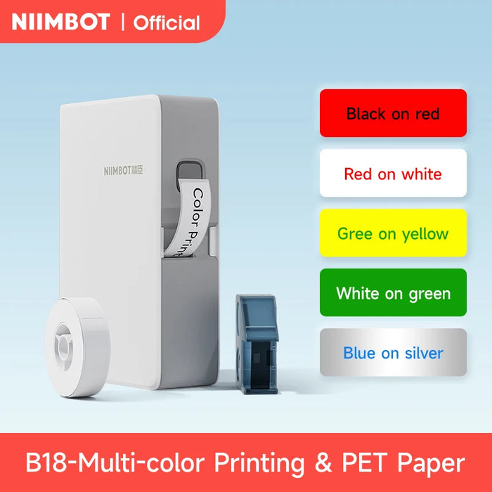 Niimbot B18 Thermal Transfer Label Printer Sticker Printer Mini Label Maker with Ribbon PET Papers for Jewelry Store Cable Cosmetics 