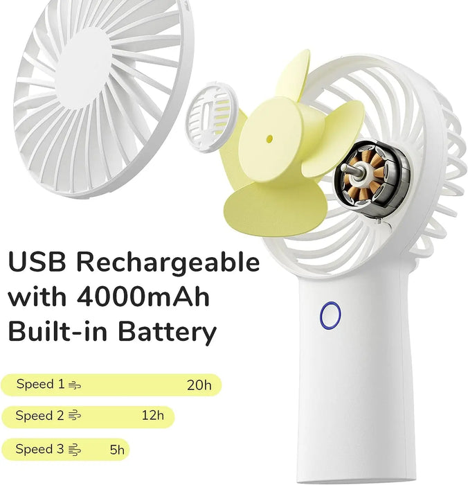 JISULIFE Mini Portable USB Fan Strong Wind And Silent 4000mAh Rechargeable Battery Handheld Fan Cooling Fan Air Conditioning - darahub.com