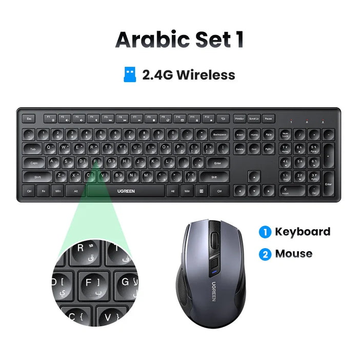 UGREEN Wireless Keyboard 2.4GHz 104 Keys Layout for Laptop Desktop Windows Mac OS PC Accessories English Russian Korean Keycaps