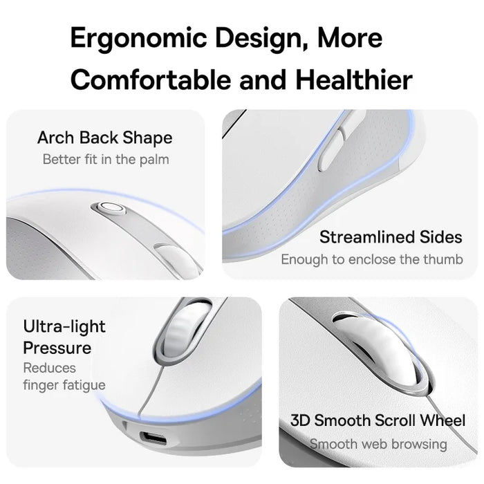 【New Upgrade】Baseus Rechargeable Wireless Mouse Type-C Charging Bluetooth 5.2 4000 DPI Computer Laptop Mute Mice Ergonomic Mouse