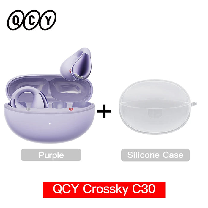 QCY Crossky C30 Ear Clip Earphones Bluetooth 5.4 Wireless Open Ear Sports TWS Earbuds Dual-Connection Headphones