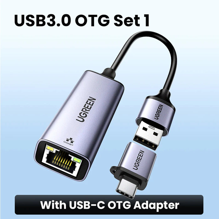 UGREEN USB Ethernet Adapter USB 3.0 Network Card to USB RJ45 Lan សម្រាប់ PC Windows 10 Xiaomi Mi Box 3/S Nintend Switch Ethernet USB