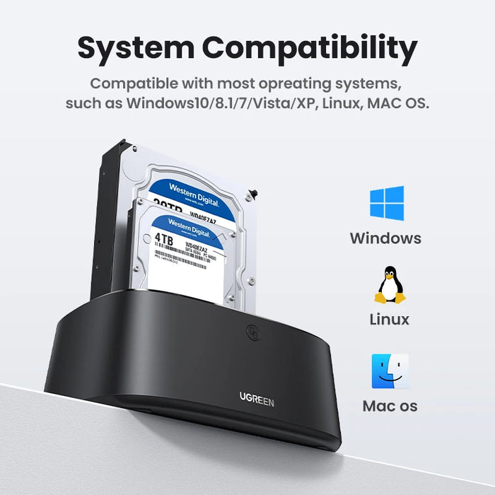 UGREEN HDD Docking Station SATA to USB 3.0 Adapter សម្រាប់ 2.5 3.5 SSD Disk Case HDD Box Dock Hard Drive Enclosure Station