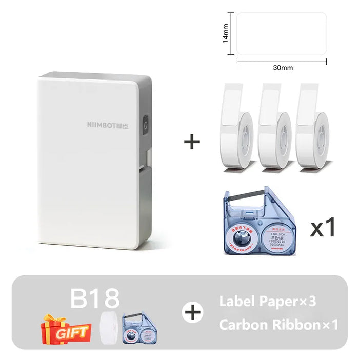 NIIMBOT B18 Mini Portable Label Printer Thermal Transfer Pocket Label Maker With Long Life Ribbon And PET Stickers Gift