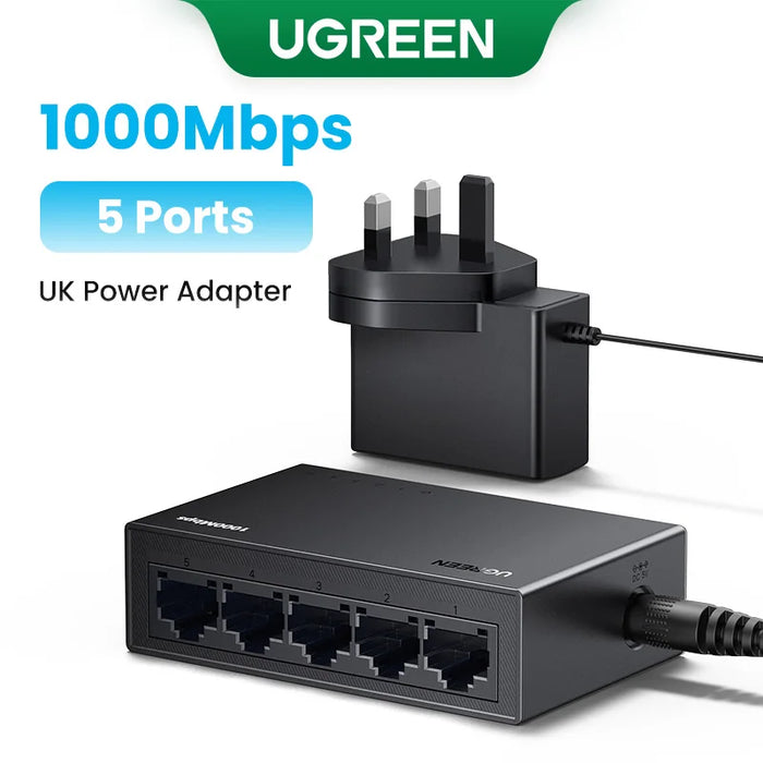 UGREEN Ethernet Switch 1000Mbps Mini Network Expension 5/8Ports All Gigabit for Router Lan Hub Full/Half Duplex Plug and Play