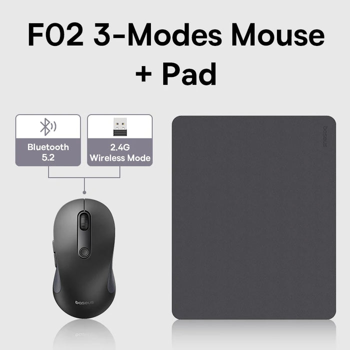 Baseus F02 Wireless Mouse Bluetooth 5.2 2.4G 4000DPI Ergonomic 7 Mute Buttons Mice for iPad MacBook Tablet Laptop Computer Mouse