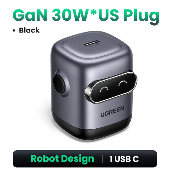 【US Plug】 UGREEN 65W 30W GaN Charger Robot Design PD3.0 QC4.0 3.0 PPS Fast Charger សម្រាប់ iPhone 16 15 14 Pro Macbook Laptops Tablets