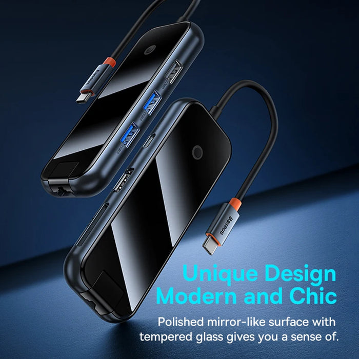 Baseus USB C Docking Station to HDMI-Compatible 4K@30Hz Display 5Gbps USB C 3.0 HUB 100W PD SD/TF for MacBook Pro Air iPad PC