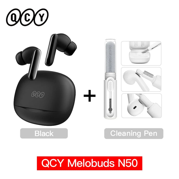 QCY Melobuds N50 ANC Bluetooth 5.4 Wireless Earphones Active Noise Cancellation 6 Mics Clear Call Earbuds Multipoint Connection