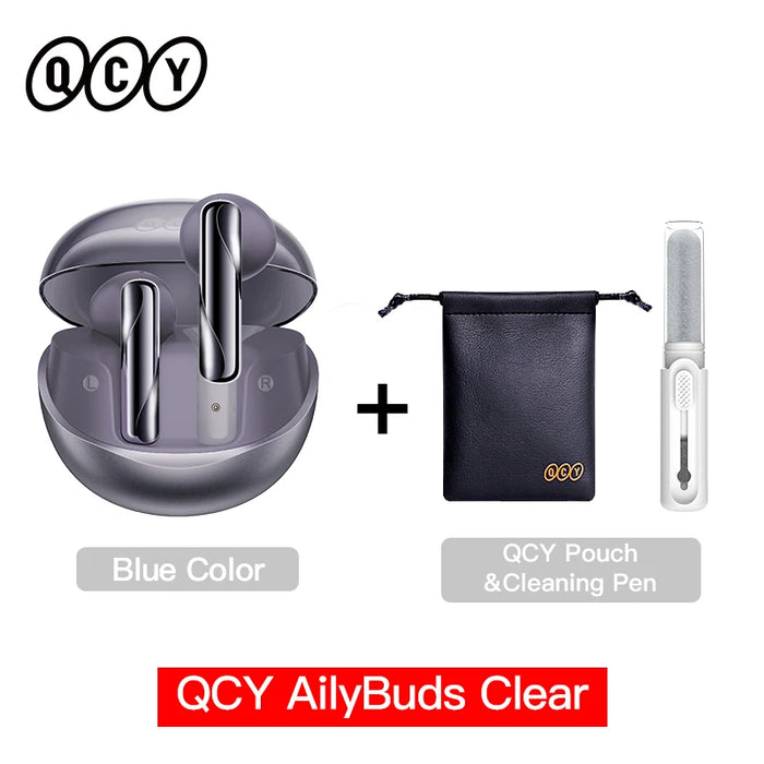 QCY AilyBuds Clear Wireless Earphones Bluetooth 5.3 TWS Earbuds Semi in-Ear Gaming Headset 4 Mics ENC Touch Control Headphones