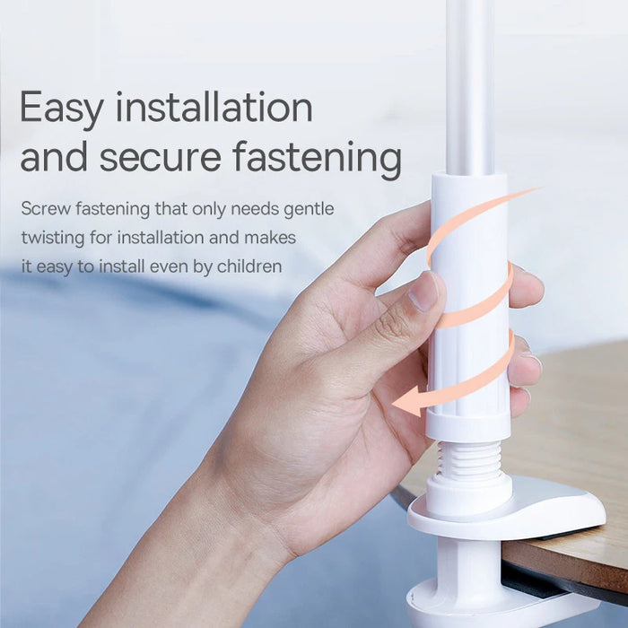 Baseus Phone Holder Stand 360 Rotating Long Arm Lazy Bracket Desktop Alloy Bed Clip For iPhone 16 15 Pro Max Xiaomi Phone Holder