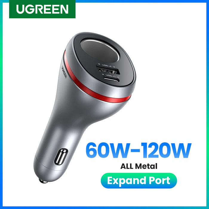 UGREEN 84W USB Car Charger Quick Charge QC PD 4.0 3.0 Fast Charger Adapter In Car Cigarette Lighter Socket For iPhone 14 Xiaomi