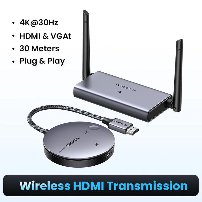 【ថ្មីចូល】 UGREEN Wireless HDMI Extender Video Transmitter &amp; Receiver Kit 5G 50M បញ្ជូន Display Dongle សម្រាប់ទូរទស្សន៍ PC PS5/4 Monitor