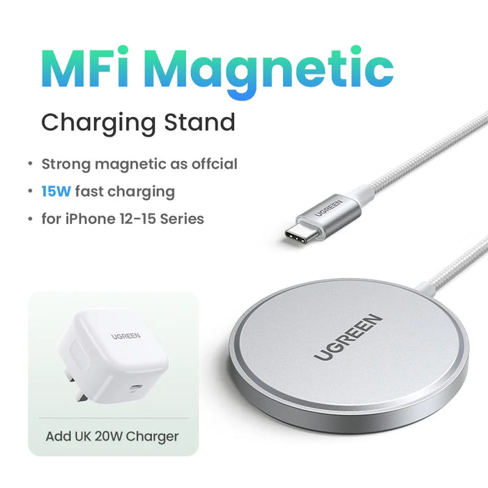 UGREEN MFi Magsafe 15W Wireless Charger Pad 15W Charging Station For iPhone 15 14 13 12 Pro Max For AirPods Pro 2