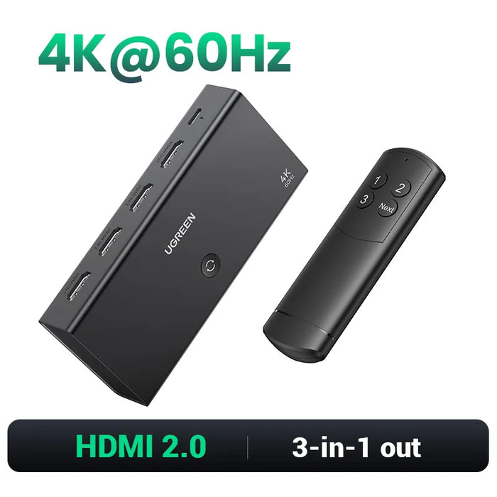 UGREEN HDMI 2.1 Switcher 8K 60Hz 4K120Hz HDMI-compatible Switch 3 in 1 Out with Remote Control Converter For Xbox PS5 Monitors 4K HDMI 2.0V CHINA