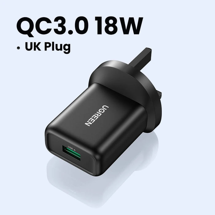 Ugreen USB Quick Charge 3.0 QC 18W USB Charger QC3.0 Fast Wall Charger Mobile Phone Charger for Samsung S24 Huawei Xiaomi iPhone