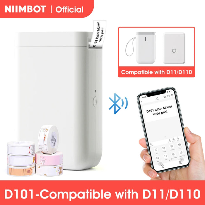 NiiMbot D101 Mini Thermal Label Printer Portable Inkless Pocket Label Maker for Home Office Study Upgraded Version of D11 D110