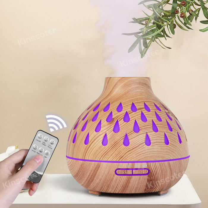Essential Oil Diffuser with Remote Control, 400ml Cool Mist Humidifier, 12 Hours Operation Aroma Diffuser A Light Wood Grain