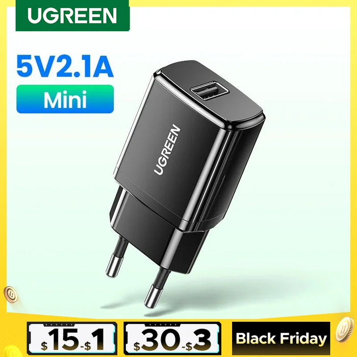 Ugreen 5V 2.1A USB Charger for iPhone 16 15 14 iPad Fast Wall Charger EU Adapter for Samsung S9 Xiaomi Mi 8 Mobile Phone Charger