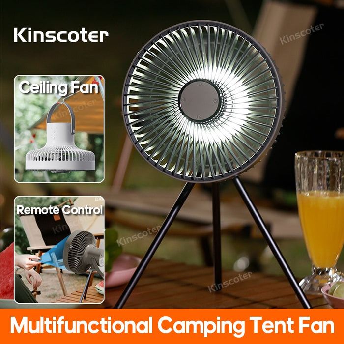 10inch Camping Tent Fishing Fan 10000mah Rechargeable Portable Home And Outdoor Air Circulator Fan With Remote Control LED Light