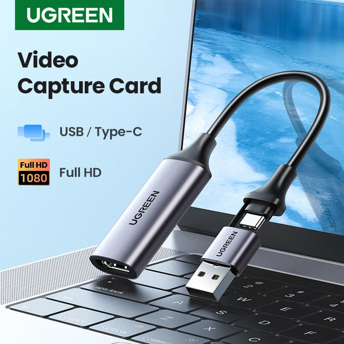 【ថ្មីចូល】 UGREEN Video Capture Card 4K HDMI to USB/USB-C HDMI Video Grabber Box for PC Computer Camera Meeting Live Stream Record