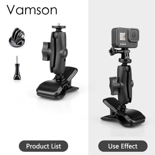Vamson for Gopro Webcam Mount with 360°Ballhead 1/4”Thread for GoPro Hero 10 9 8 DJI Insta360 for Smartphones Desktop Clamps VP541A