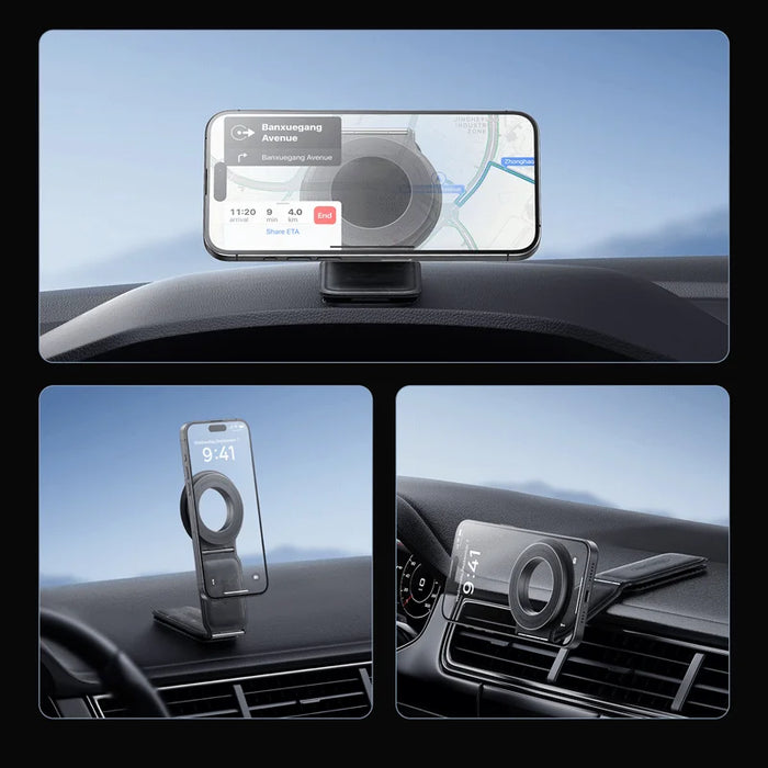 Baseus Magnetic Car Phone Holder for iPhone 13 14 15 Dashboard Center Console Easy Paste Bendable Mount Stand Phone Holder