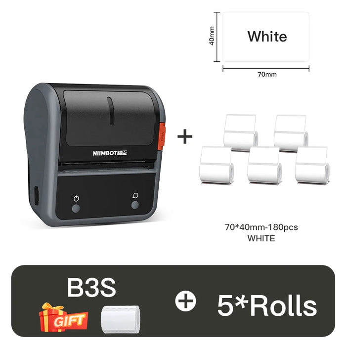 NIIMBOT B3S Portable Thermal Printer Barcode Self-adhesive Pocket Label Printer Mini Sticker Maker ForJewelry Clothing Commercia