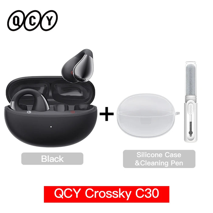 QCY Crossky C30 Ear Clip Earphones Bluetooth 5.4 Wireless Open Ear Sports TWS Earbuds Dual-Connection Headphones