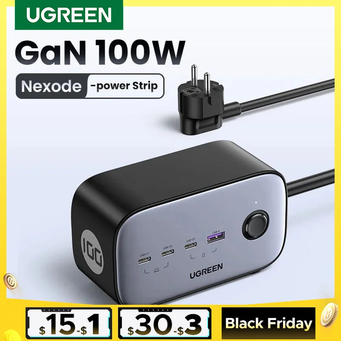 UGREEN 100W Fast GaN Desktop Charger Power Strip Charging Station Fast Charger For Laptop Macbook iPhone 15 Pro Phone Charger