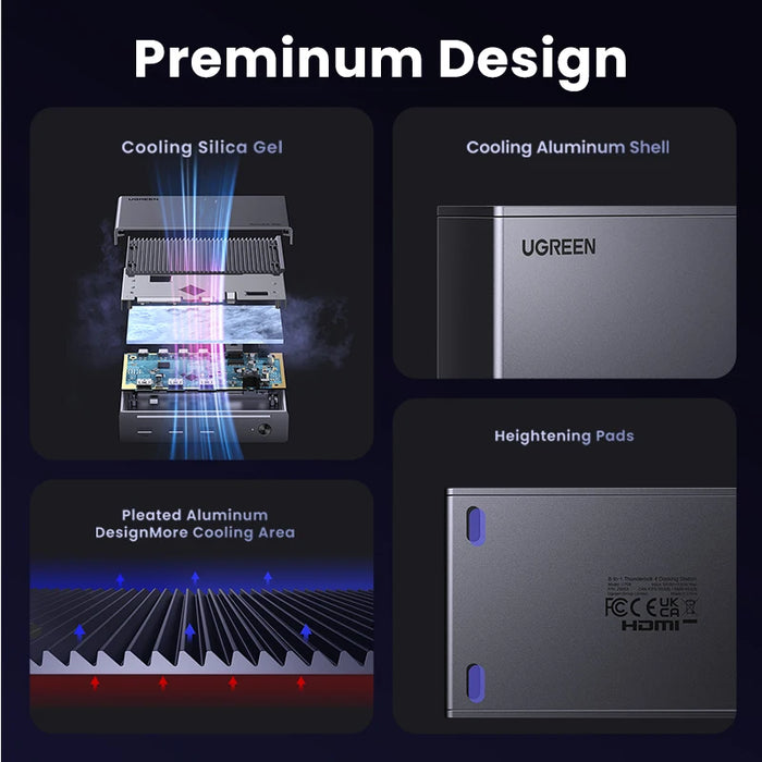 UGREEN 8-in-1 Docking Station 8K30Hz Thunderbolt 4 40Gbps Dock USB3.2 Gen2 10Gbps with EU Adapter for MacBook Laptops PC Revodok