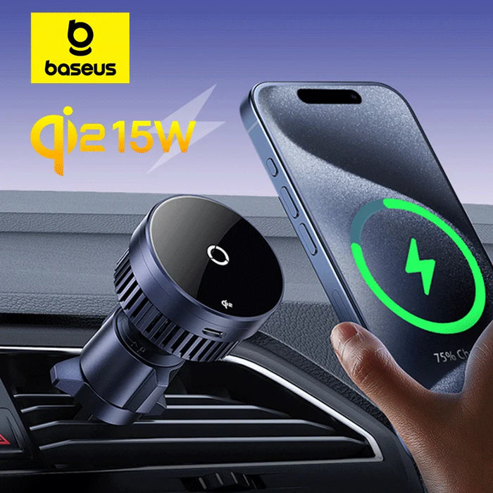 Baseus Qi2.0 15W Magnetic Car Wireless Charger Fast Car Vent Mount Charger Car Phone Holder for iPhone 16/15/14/13/12 Pro Max