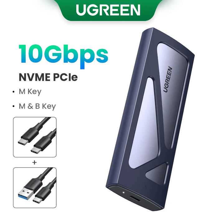 UGREEN M.2 NVMe SSD Case Adapter 10Gbps USB C 3.2 Gen2 Tool-Free External Enclosure NVMe Reader Supports M and B&M Keys