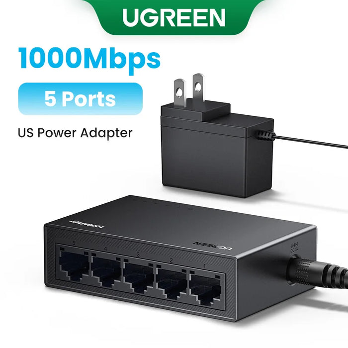 UGREEN Ethernet Switch 1000Mbps Mini Network Expension 5/8Ports All Gigabit for Router Lan Hub Full/Half Duplex Plug and Play