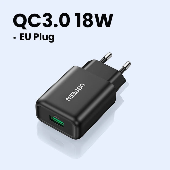 Ugreen USB Quick Charge 3.0 QC 18W USB Charger QC3.0 Fast Wall Charger Mobile Phone Charger for Samsung S24 Huawei Xiaomi iPhone