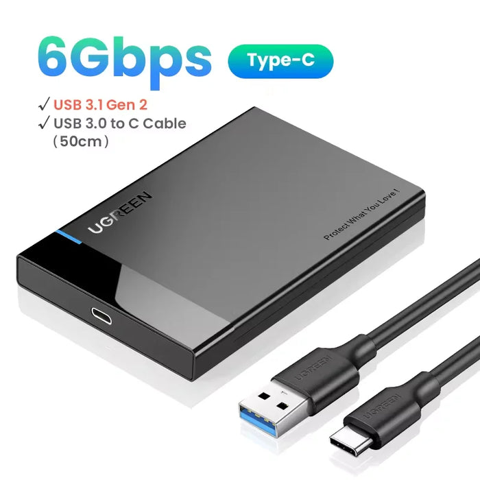 UGREEN HDD Case 2.5'' SATA to USB 3.0 Hard Drive Enclosure for SSD Disk HDD Box USB C 3.1 Gen 2 Case HD External HDD Enclosure