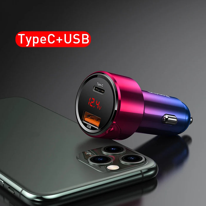 Baseus 45W Car Charger QC 4.0 3.0 For Xiaomi Huawei Supercharge SCP Samsung AFC Quick Charge Fast PD USB C Portable Phone Charge