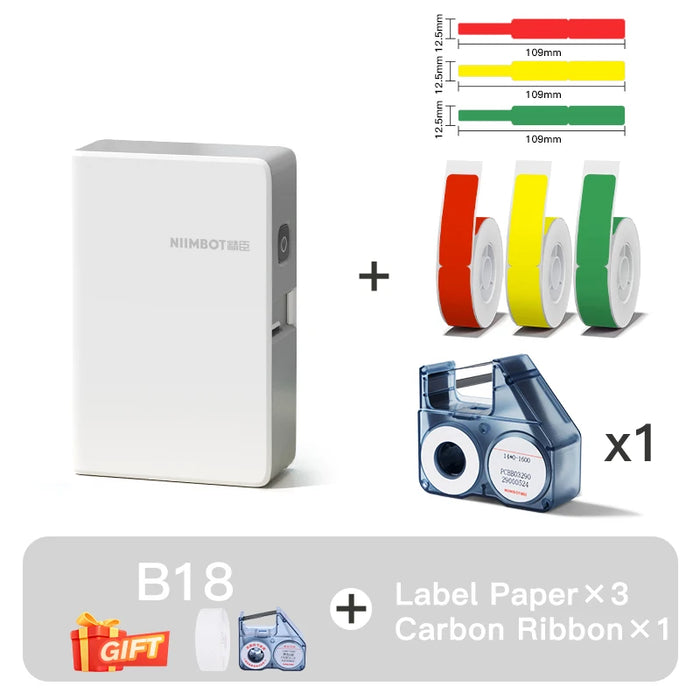 NIIMBOT B18 Mini Portable Label Printer Thermal Transfer Pocket Label Maker With Long Life Ribbon And PET Stickers Gift