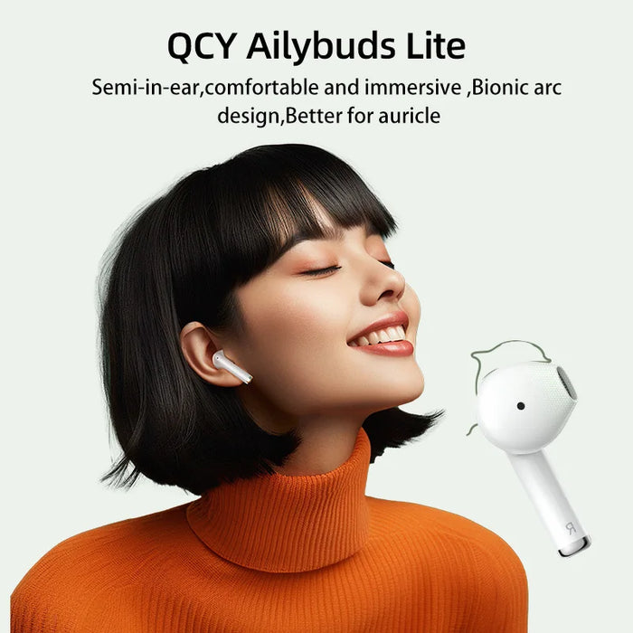 QCY Ailybuds Lite Wireless Earphones Bluetooth 5.3 TWS Earbuds Semi in-Ear Gaming Headphones Hifi Sound Headsets ENC HD Call 28H