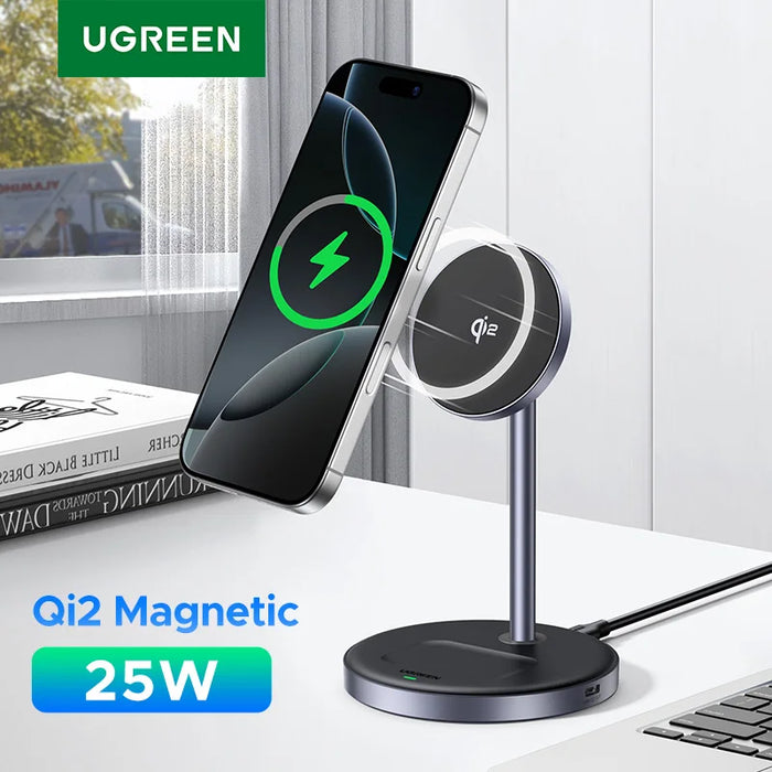 UGREEN Qi2 25W Magnetic Wireless Charger Stand Charging Stand for iPhone 16 15 Pro Max/AirPods 4 Fast Charger for MagSafe 