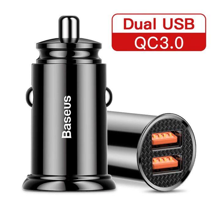 Baseus 30W USB Car Charger Quick Charge 4.0 3.0 FCP SCP USB PD For Xiaomi iPhone16 15 14 Pro Max Fast Charging Car Phone Charger