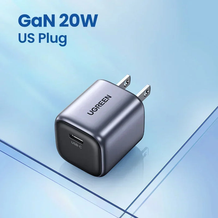 【US Plug】UGREEN 20W GaN Charger PD Fast Charger USB C PD3.0 QC3.0 Quick Charging For iPhone 15 14 Pro Samsung Xiaomi USB Charger