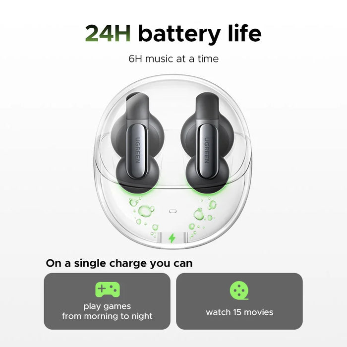 UGREEN HiTune S5 TWS Open Ear Clip Wireless Earbuds Bluetooth Sports Earphones កាសស្តាប់ត្រចៀកក្នុងមីក្រូហ្វូនដែលមានត្រចៀក និងទំពក់ត្រចៀក