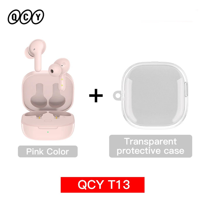 QCY T13 Wireless Headphones 7.2mm Drivers TWS Bluetooth 5.1 Earphones 40H Long Playtime Fast Charge 4 Mic ENC HD Call Earbuds