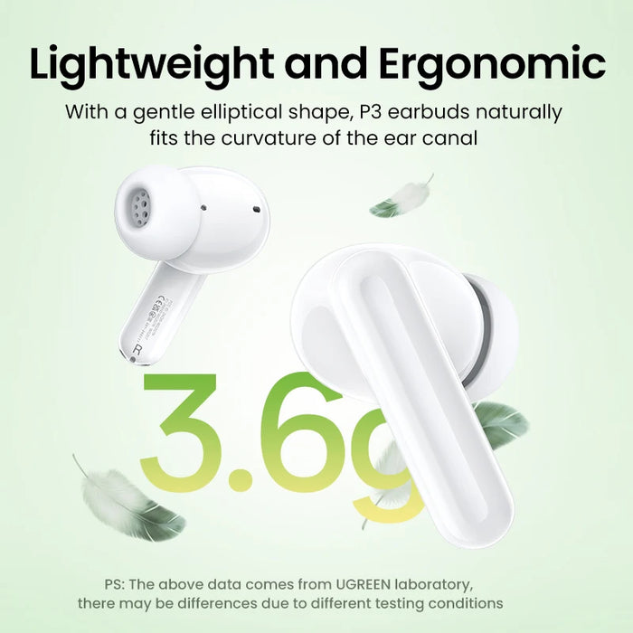 UGREEN HiTune P3 TWS Bluetooth Earphones កាសស្តាប់ត្រចៀកឥតខ្សែ 28H Earbuds Double Mic Call Noise Reduction In-Ear Handfree Earbuds