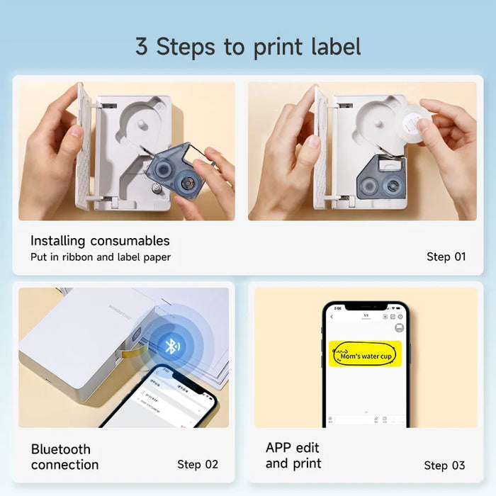 Niimbot B18 Thermal Transfer Label Printer Sticker Printer Mini Label Maker with Ribbon PET Papers for Jewelry Store Cable Cosmetics 