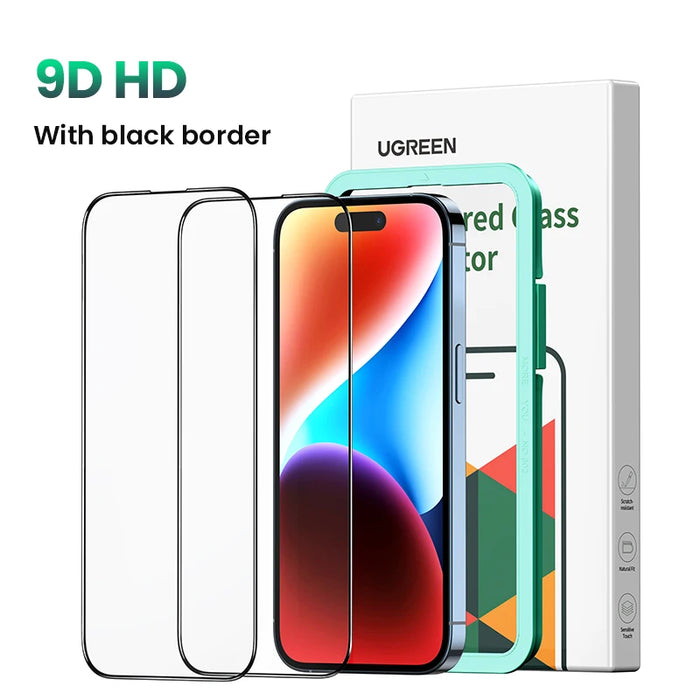 UGREEN 2pcs សម្រាប់ iPhone 16 Pro Max កញ្ចក់ការពារសម្រាប់ iPhone 16 Plus កញ្ចក់ Tempered Glass សម្រាប់ iPhone 15 14 13 12 HD Film 16pro