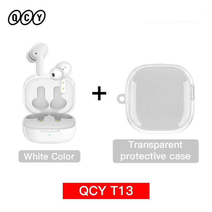 QCY T13 Wireless Headphones 7.2mm Drivers TWS Bluetooth 5.1 Earphones 40H Long Playtime Fast Charge 4 Mic ENC HD Call Earbuds