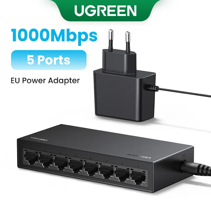 UGREEN Ethernet Switch 1000Mbps Mini Network Expension 5/8Ports All Gigabit for Router Lan Hub Full/Half Duplex Plug and Play