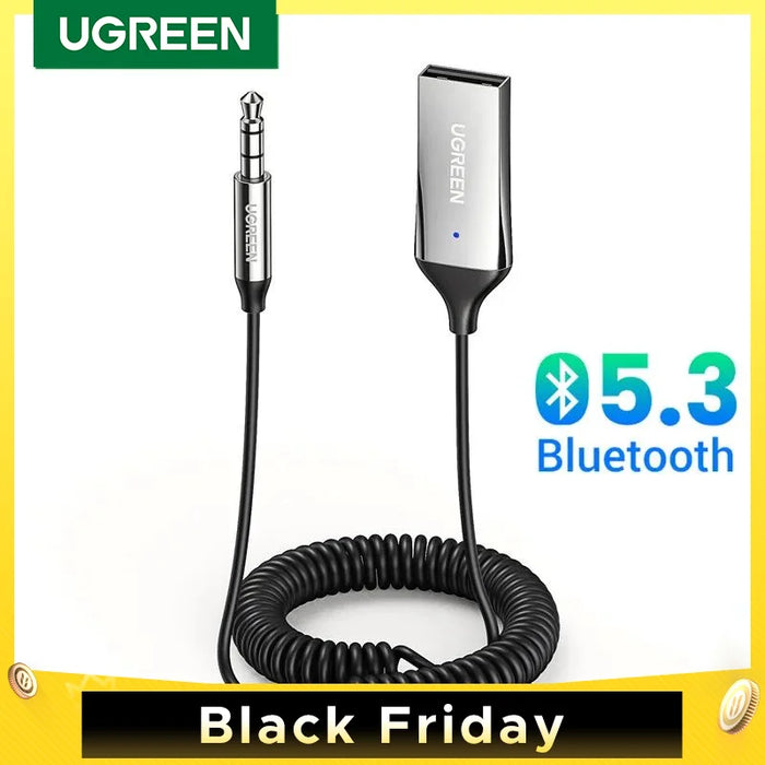 UGREEN Bluetooth Audio Receiver Car Adapter USB Wireless Car USB to 3.5mm Jack Mic Handsfree Bluetooth 5.3 for Car Accessories